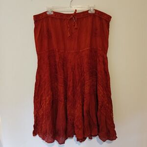 Vintage LK Collections Midi Skirt One Size Rusty Red Boho Gypsy Hippie Festival